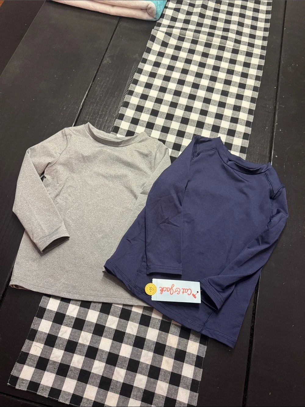 2 Kids Long Sleeve Swim Shirt - Navy / Light Gray